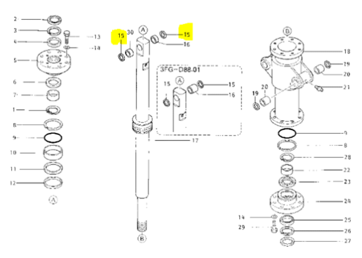 Simering cilindru cupa gheara Caterpillar E240